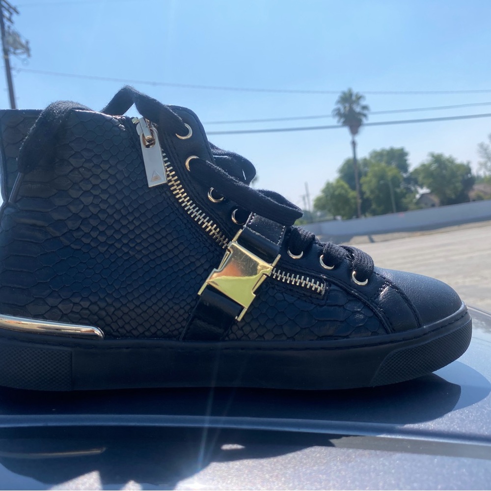 Aldo Black and Gold High-Top Sneakers